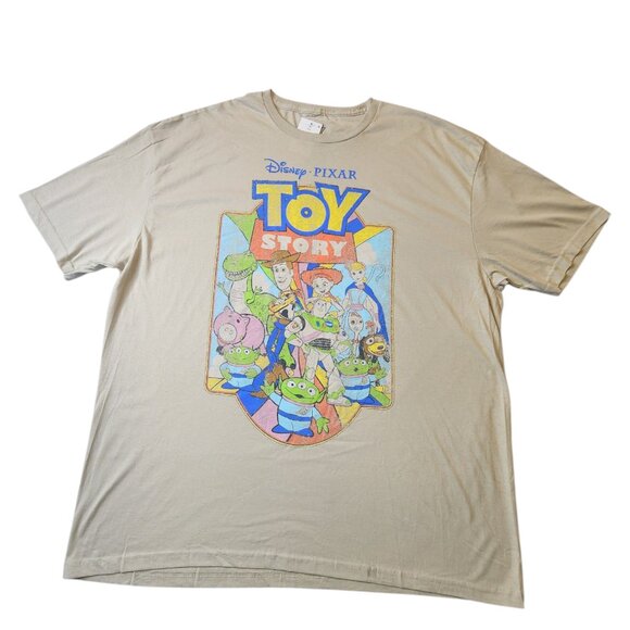 Disney Pixar Toy Story Men's Character Group Woody Jessie Beige Shirt 2XL - Picture 1 of 7